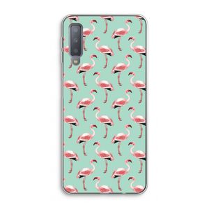 Flamingoprint groen: Samsung Galaxy A7 (2018) Transparant Hoesje