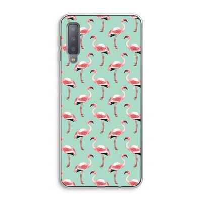 Flamingoprint groen: Samsung Galaxy A7 (2018) Transparant Hoesje
