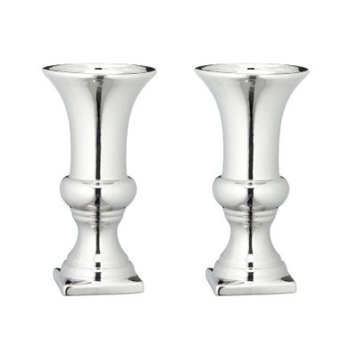 Set van 2x stuks ronde zilveren kelk vaas/vazen van keramiek 30 x 16 cm
