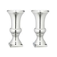 Set van 2x stuks ronde zilveren kelk vaas/vazen van keramiek 30 x 16 cm
