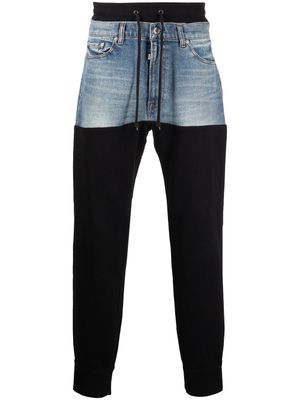 ROMEO HUNTE pantalon de jogging à design patchwork - Bleu