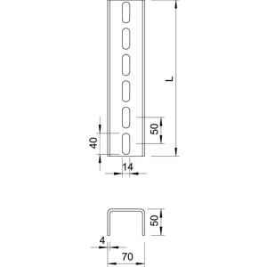 OBO Bettermann 6479308 U-steun (l x b x h) 6 m x 70.00 mm x 50.00 mm 1 stuk(s) Grijs