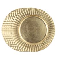 Diner/kerstdiner onderborden - 6x st - goud - D33 x H2 cm - kunststof - rond