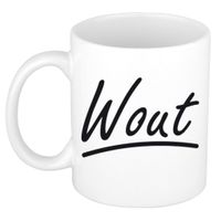 Naam cadeau mok / beker Wout met sierlijke letters 300 ml Naam cadeau mok / beker Wout met sierlijke letters 300 ml