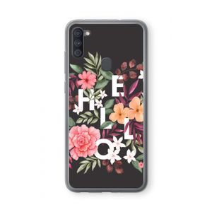 Hello in flowers: Samsung Galaxy A11 Transparant Hoesje