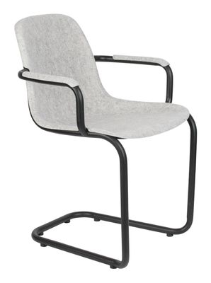 Zuiver Eetkamerstoel 'Thirsty' Met armleuning, Gerecycled PET, kleur Lichtgrijs