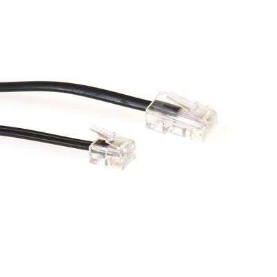 ACT TD5307 Zwarte Platte Telefoonkabel | RJ11 en RJ45 connectoren | Zwart | 2 meter