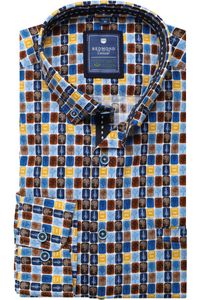 Redmond Casual Regular Fit Overhemd blauw/bruin, Motief