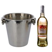 Champagne & wijnfles koeler/ijsemmer - zilver - rvs - 18 x 20 cm