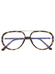 TOM FORD Eyewear lunettes de vue pilote à effet écaille de tortue - Marron