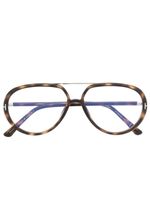 TOM FORD Eyewear lunettes de vue pilote à effet écaille de tortue - Marron