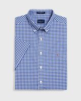 GANT Overhemd Blauw Geruit Korte Mouw Button Down Regular Fit - thumbnail
