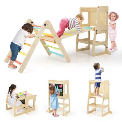 7 In 1 Klimspeelgoedset voor Peuters Omkeerbare Helling Omkeerbare Opstap Tafel en Stoel Leuke Plank Binnen Klimspel voor 3 tot 4 Jarigen