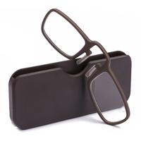 2 stuks TR90 pince-nez leesbril Presbyopische bril met draagbare doos graad: + 2.50 D (bruin)