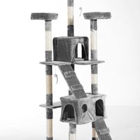 PawHut kattenboom krabpaal kattenkrabpaal klimboom sisal trap 170 cm beige/grijs | Aosom Netherlands