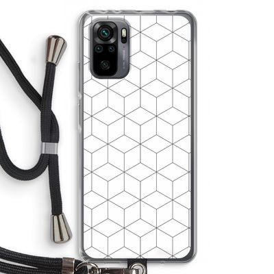 Zwart-witte kubussen: Xiaomi Redmi Note 10 Pro Transparant Hoesje met koord