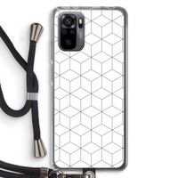 Zwart-witte kubussen: Xiaomi Redmi Note 10 Pro Transparant Hoesje met koord