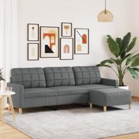 Driezitsbank met voetenbank 210 cm stof donkergrijs