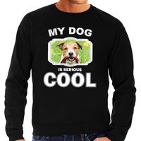 Jack russel honden sweater / trui my dog is serious cool zwart voor heren - thumbnail