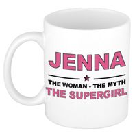 Naam cadeau mok/ beker Jenna The woman, The myth the supergirl 300 ml   -