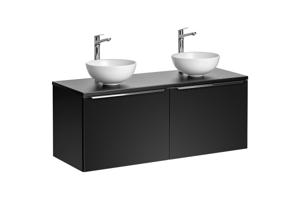 Comad Santa Fe Black badkamermeubel 120cm zwart mat met 2 mat witte waskommen