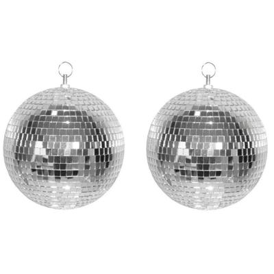 Disco spiegel bal - 2x - zilver - Dia 20 cm - Versiering