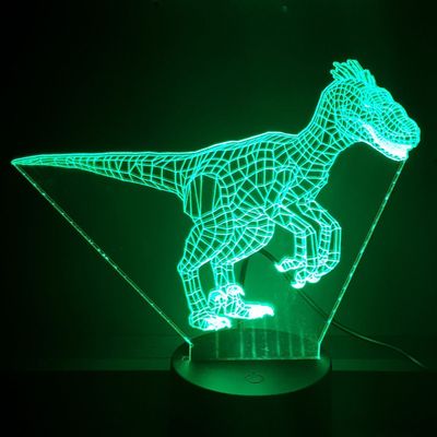 3D LED LAMP - DINOSAURUS - VELOCIRAPTOR - Ontwerp-zelf.nl