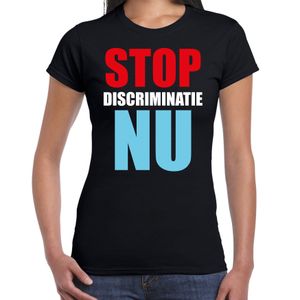 Stop discriminatie NU protest / betoging shirt zwart voor dames 2XL  -