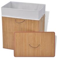 The Living Store Bamboe wasmand - Naturel - Rechthoekig - 40x30x60cm - Uitneembare voering