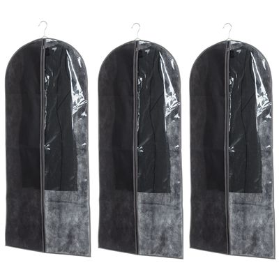 Set van 3x stuks kleding/beschermhoezen pp zwart 135 cm inclusief kledinghangers