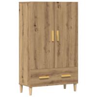 Hoge kast 70x31x115 cm bewerkt hout artisanaal eikenkleur