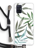 Tropical watercolor leaves: Samsung Galaxy A71 Transparant Hoesje met koord