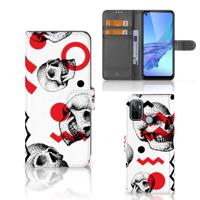 Telefoonhoesje met Naam OPPO A53 | OPPO A53s Skull Red | Portemonnee hoesje
