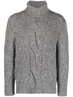 Brunello Cucinelli cardigan en maille torsadée à col montant - Gris