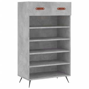 The Living Store Schoenenkast Betongrijs - 60 x 35 x 105 cm - Duurzaam bewerkt hout - Genoeg opbergruimte - Stabiel