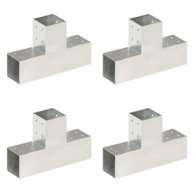 VidaXL Paalverbindingen 4 st t-vorm 81x81 mm gegalvaniseerd metaal