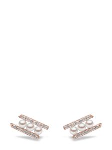 Yoko London boucles d'oreilles en or rose 18ct pavées de perles d'Akoya