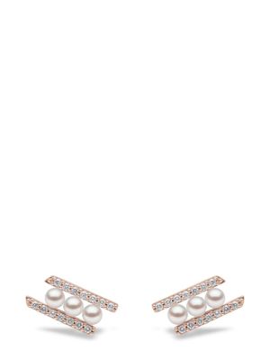 Yoko London boucles d'oreilles en or rose 18ct pavées de perles d'Akoya