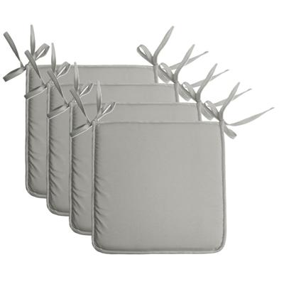 Stof Textile Home stoelkussens - 4x - lichtgrijs - 38 x 38 x 3 cm - voor binnen - vierkant