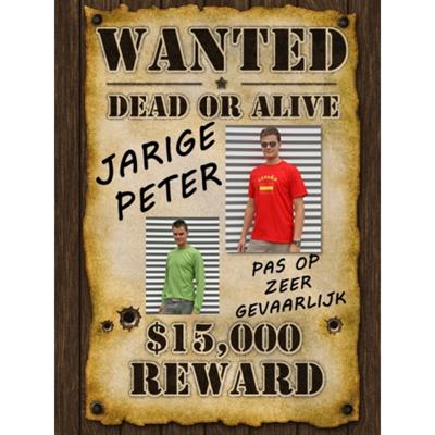 Wanted poster - 59 x 42 cm - zelf een foto op plakken - voor vrijgezellenfeest/verjaardag