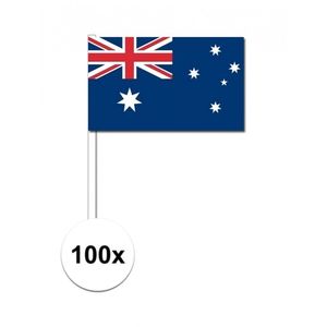 100x Australie decoratie papieren zwaaivlaggetjes   -