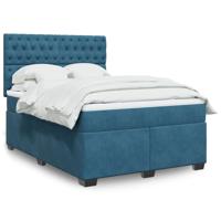 Boxspring met matras fluweel blauw 140x190 cm