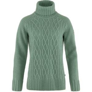 Fjallraven Övik Cable Knit Roller Neck Dames Trui Patina Green XS