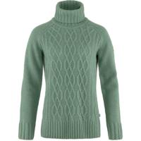 Fjallraven Övik Cable Knit Roller Neck Dames Trui Patina Green XS