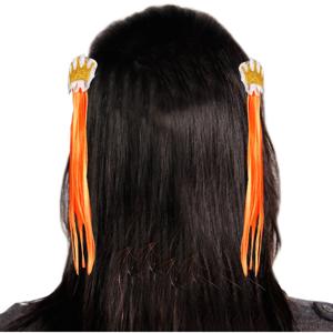 Haarspeldjes - oranje kroontjes - 2x - met haar - Koningsdag speldjes - EK/WK
