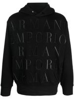 Emporio Armani hoodie en coton à logo brodé - Noir