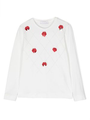 Monnalisa sweat à détail de nœud - Blanc