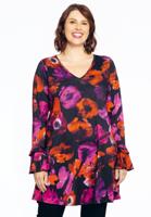 Yoek Tuniek wide bottom ruches POPPY | Zwart | Maat 50/52