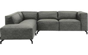 Goossens Bank Calvin grijs, micro leer, 2,5-zits, modern design met ligelement links