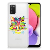 Samsung Galaxy A03S Telefoonhoesje met Naam Cat Color - thumbnail